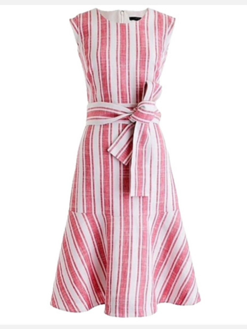 Striped Pink Tie-Waist Midi Dress